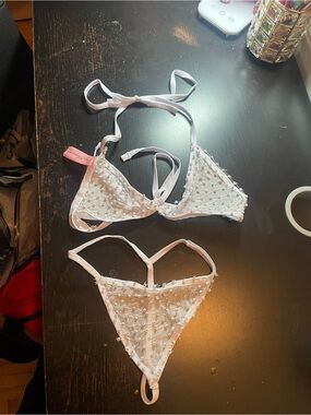 Leg Avenue White Triangle Bralette and Thong Set